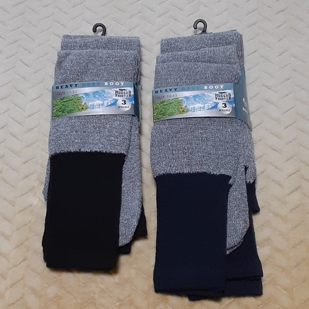Men's Rugged Frontier Heavy Duty Boot Socks Pack of 3 pairs. Sz 10-13. NIP.